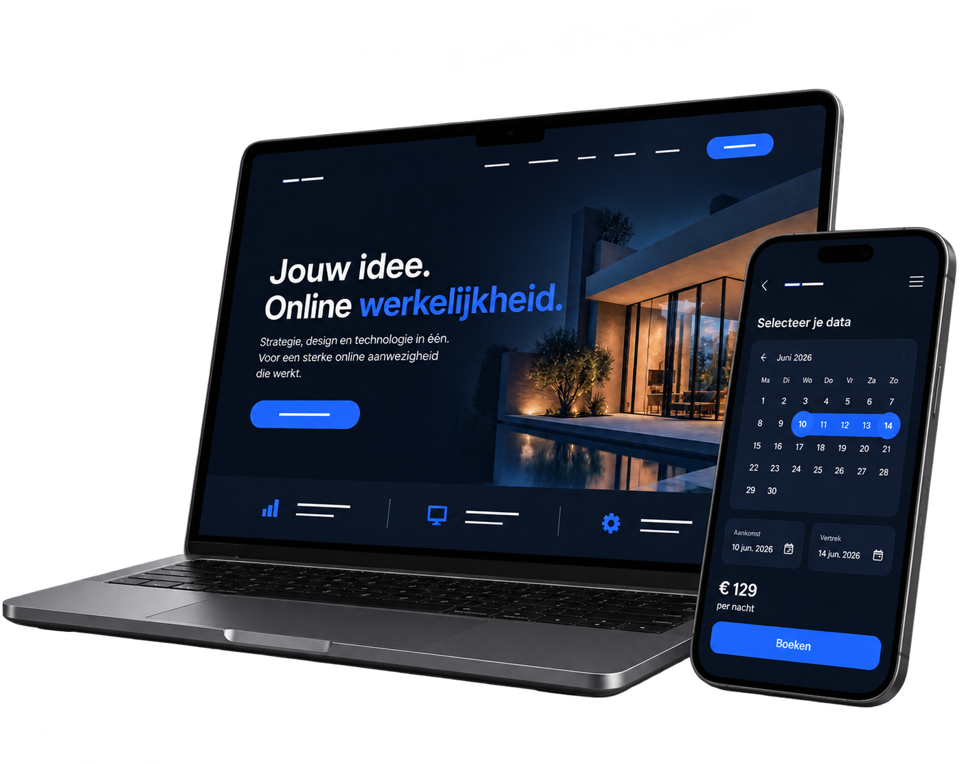 Presentro website op laptop en smartphone